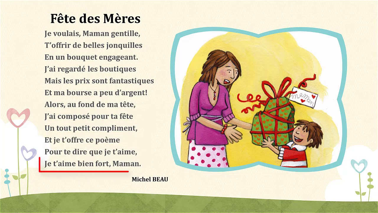 Poème Fête Des Mères - Youtube