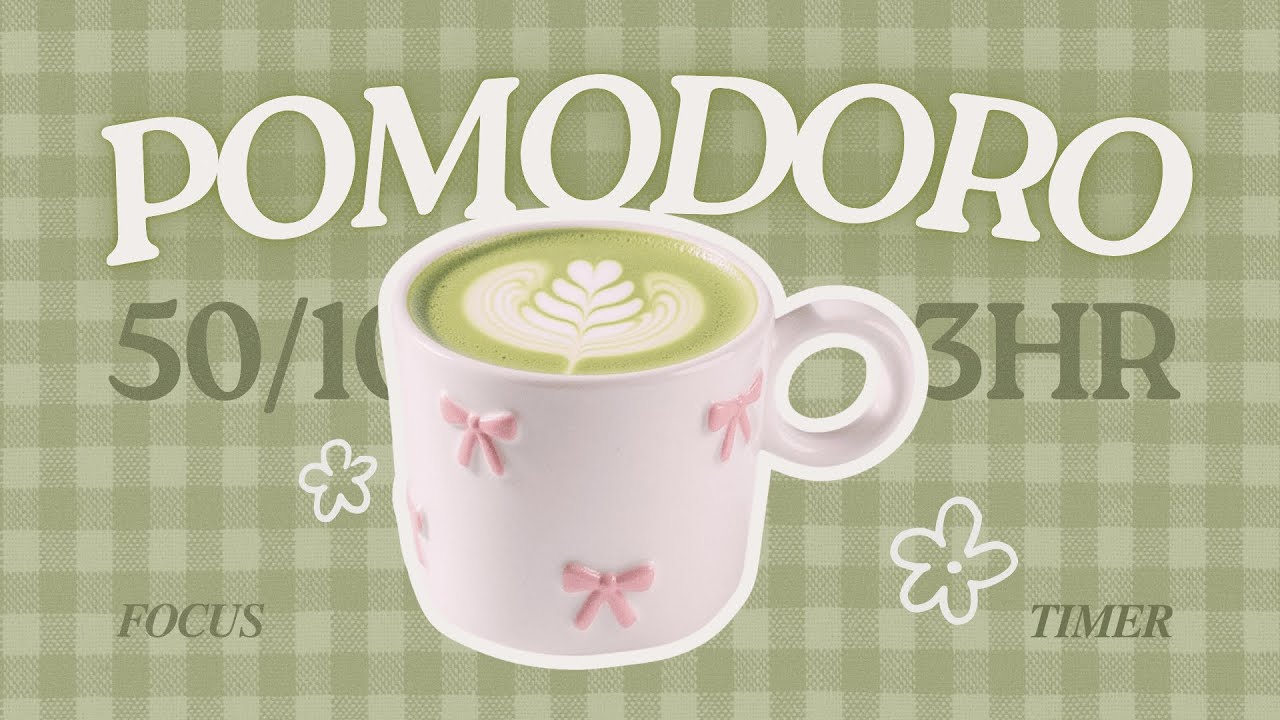 𝓂𝒶𝓉𝒸𝒽𝒶 𝓁𝒶𝓉𝓉𝑒 ♡ 𝟹𝙷𝚁 𝟻𝟶/𝟷𝟶 𝟹𝚂𝙴𝚃𝚂 | pomodoro focus timer | cozy jazzy cafe music | study with me
