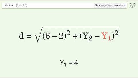 Find the distance between two points p1 (2,4) and p2 (6,8): Step-by-Step Video Solution