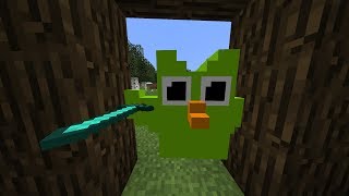 Minecraft but the duolingo bird hunts you down