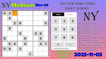 The New York Times Daily Sudoku 2025-11-05 Medium