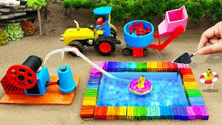 Diy tractor making mini Swimming Pool Construction | diy mini Industrial Concrete Mixer | HP Mini