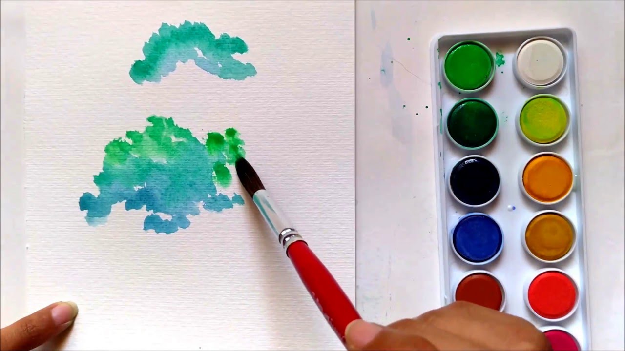 How to paint tree with watercolor easy tutorial for beginners children 