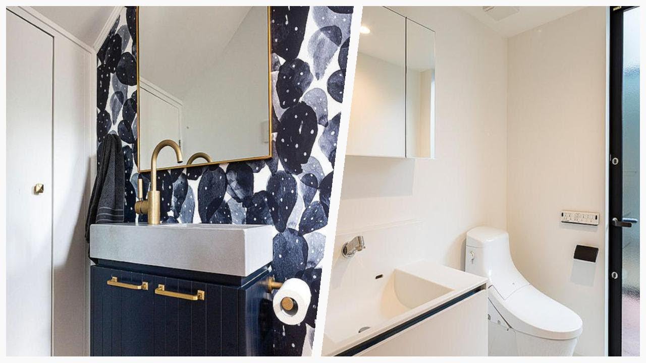 75 All Ceiling Designs Multicolored Floor Powder Room Design Ideas ...