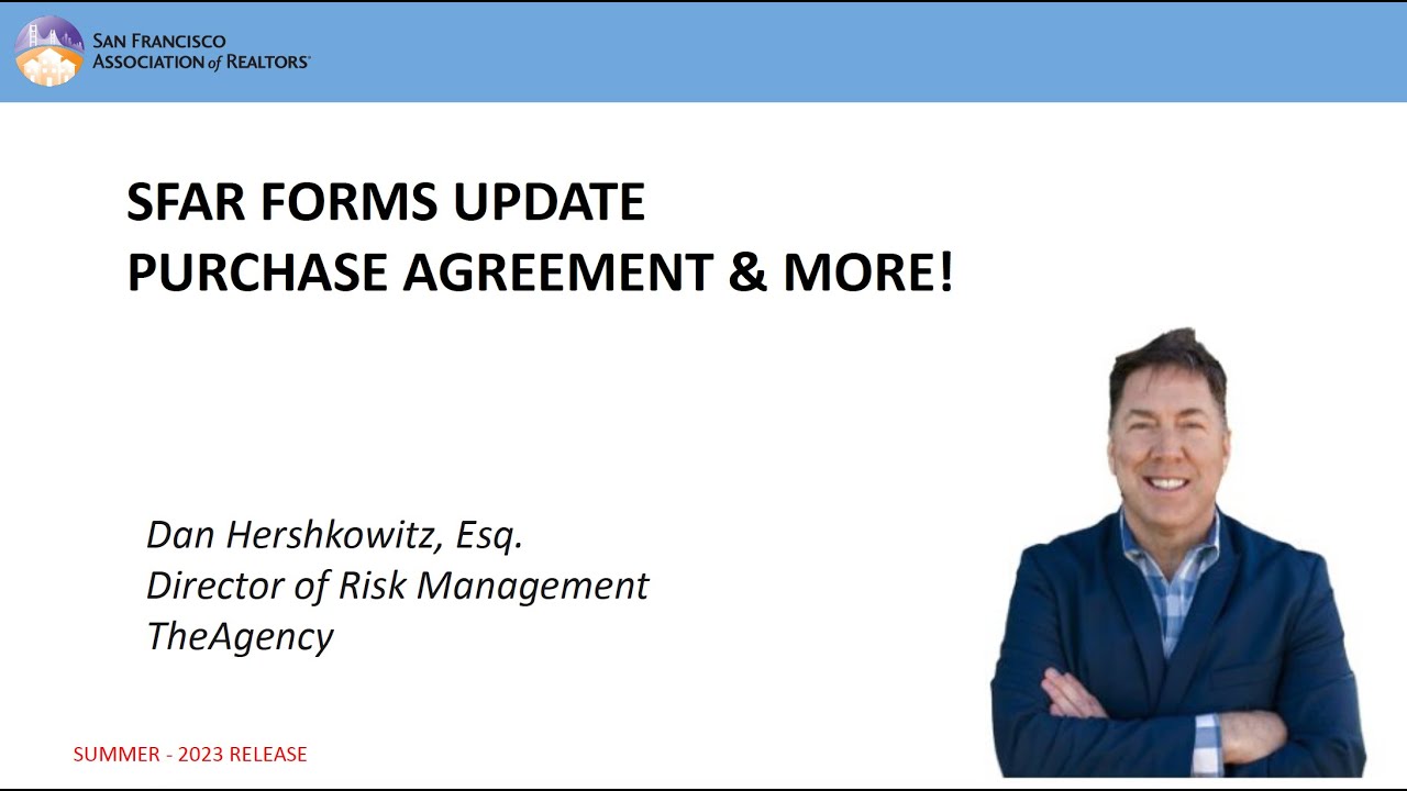 SFAR Forms Update Summer 2023: Purchase Agreement and More! - YouTube