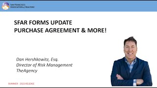 SFAR Forms Update Summer 2023: Purchase Agreement and More!
