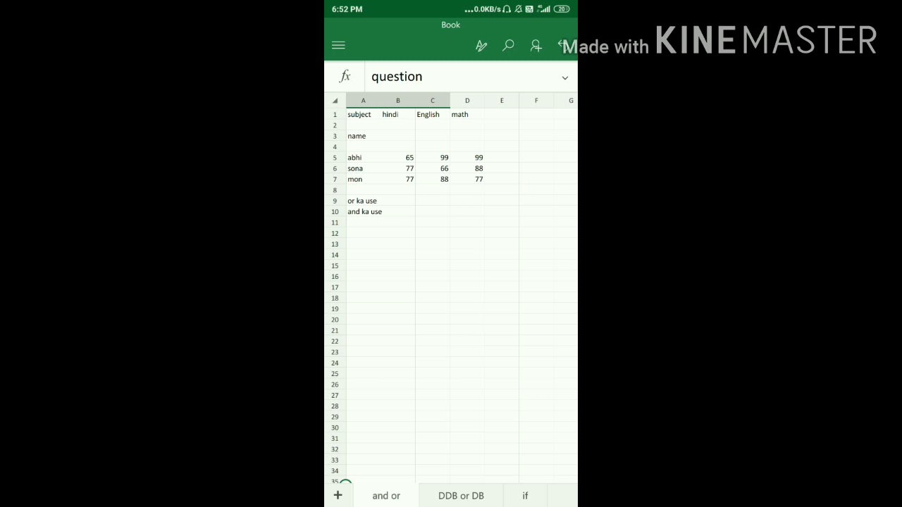 "AND" or "OR" use in a Basic excel sheet... mobile