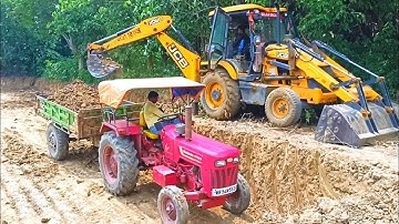 New Jcb 3dx Backhoe Loader Machine Loading Red Mud In Mahindra 475 DI Tractor | Jcb Video