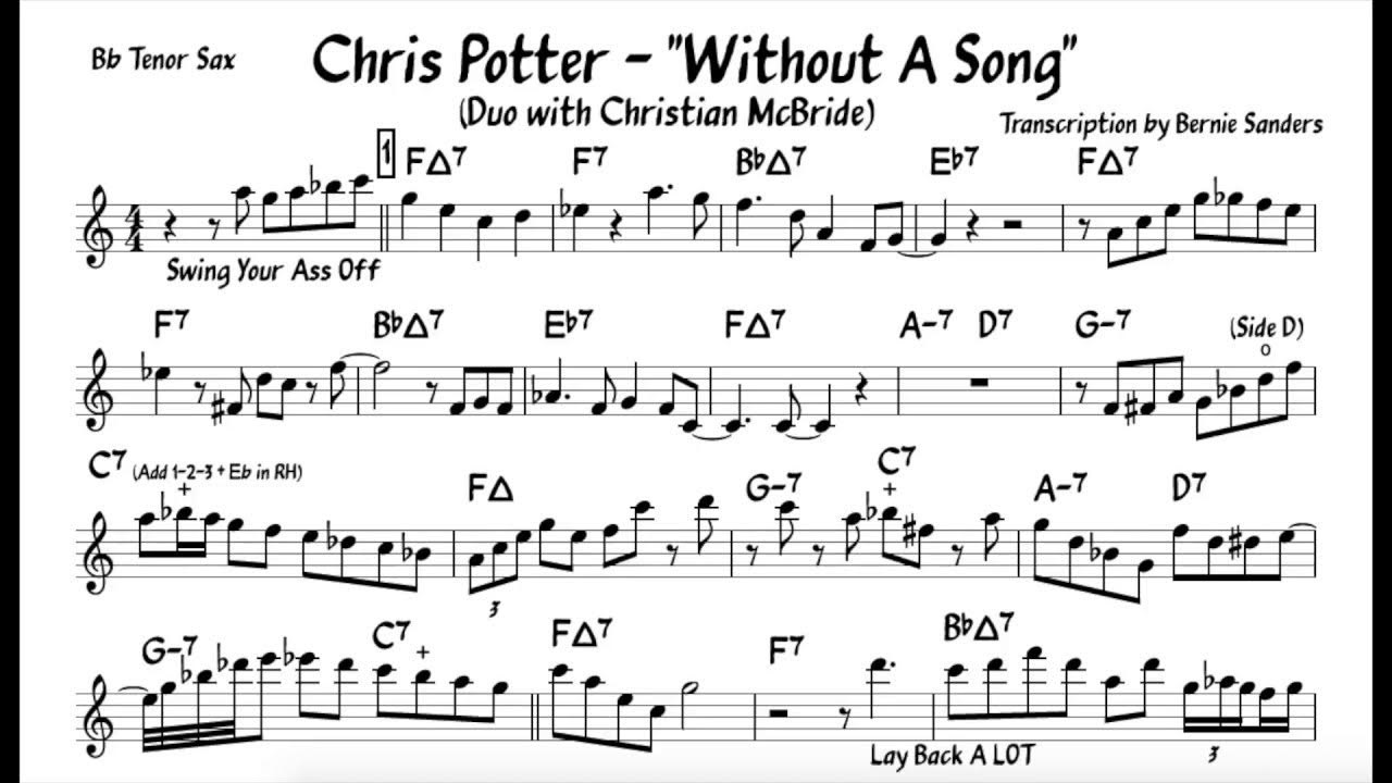 Chris Potter's Tenor Solo on "Without A Song" (Transcription) | bernie's bootlegs Chris Potter's Tenor Solo on "Without A Song" (Transcription) | bernie's bootlegs