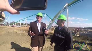 Windy Interview with Mike Fehnel
On a chilly, windy day, we had the pleasure of watching the final piece of Fury 325 be put in place. Afterwards, we walked around the construction area and spoke with Carowinds GM, Mike Fehnel, about the great progress of the main entrance and Fury 325. Unfortunately, the wind nearly blew us over, but we are extremely grateful for the invite to Carowinds and for Mikes time!
This video is unedited, and we are sorry for the windy moments that may make it difficult to hear and understand what Mikes answers to our questions. Hopefully, the wind will cooperate next time! (01/30/15)
Note: The first question was asking what Mike was hoping to bring to Carowinds. He came from a smaller property within the Cedar Fair portfolio, so we wanted his insight! Windy Interview with Mike Fehnel