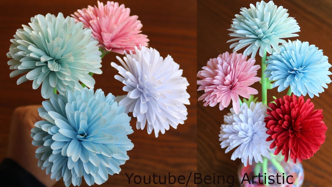 How To Make Paper Flower Chrysanthemum - DIY Flower - Paper Flower -Paper  Craft 