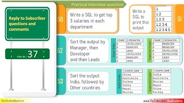 Subscriber Comments Reply Video 37 | SQL to get Dept wise top 3 salaries | Custom Order of data