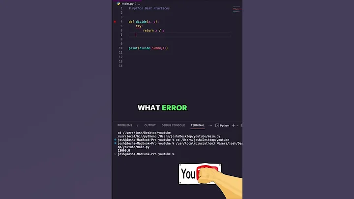 Error-Proof Python: Mastering Try and Except Exception Handling #pythontutorial #shorts