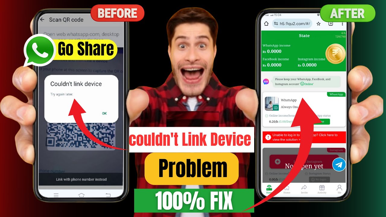 couldn't link device whatsapp go share,go share scan problem, go share whatsapp scan problem solve
