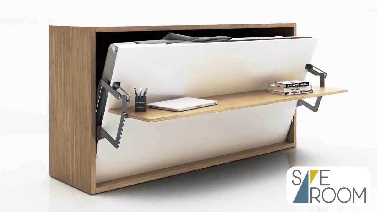 Twin Size Horizontal Wall Bed With Desk Youtube
