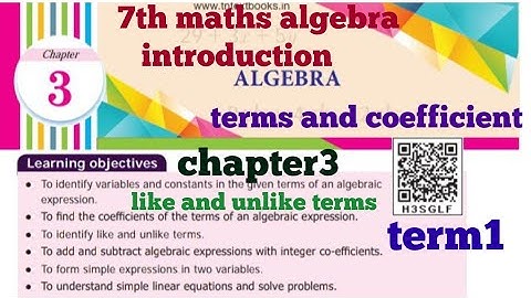 7th standard maths introduction algebra/co-efficient of terms chapter1 term1 in Tamil