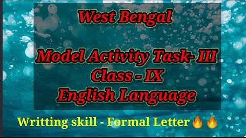 Model Activity III | English language class 9 (IX) | FORMAL Letter Writing|