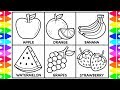 How to Draw Fruit for Kids 🍏🍊🍌🍉🍇🍓Fruit Drawings for Kids | Fruit Coloring Pages for Kids