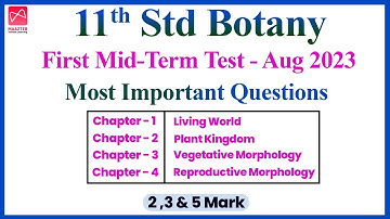 11th Botany | Public Exam Centum Plan | First Mid-Term Test Important Questions | Chapter - 1 to 4