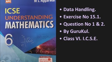 Data Handling. Ex 15.1, Class 6. M L Aggarwal - ICSE UNDERSTANDING MATHEMATICS