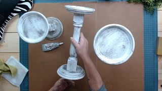 HOW TO MAKE SPINDLE CANDLE HOLDERS | Farmhouse DIY Candle Stand | POTTERY BARN STYLE CANDLESTICKS