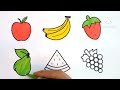 Fruits name, Painting and colouring for kids &amp;Toddlers #apple #banana #pear #grape #colors #fruit 