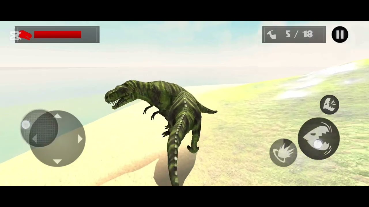 KILLING ALL DINOSAURS OF COASTEL(PEACEFUL) WITH GREEN T-REX |HUNGRY APEX WORLD DINO HUNT