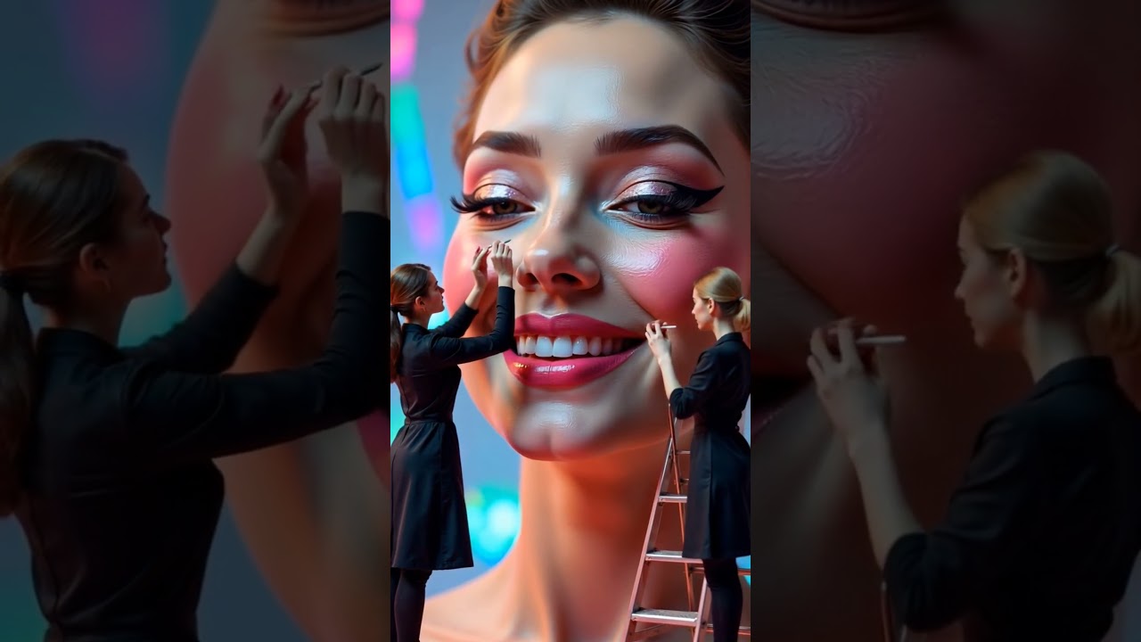 Surreal video of miniature people working on beautiful makeup 