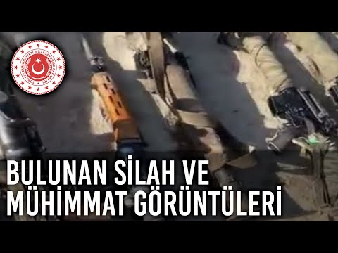 Mağarada Etkisiz Hâle Getirilen 7 PKK’lı Teröristin Yanında Bulunan Silah ve Mühimmatın Görüntüleri