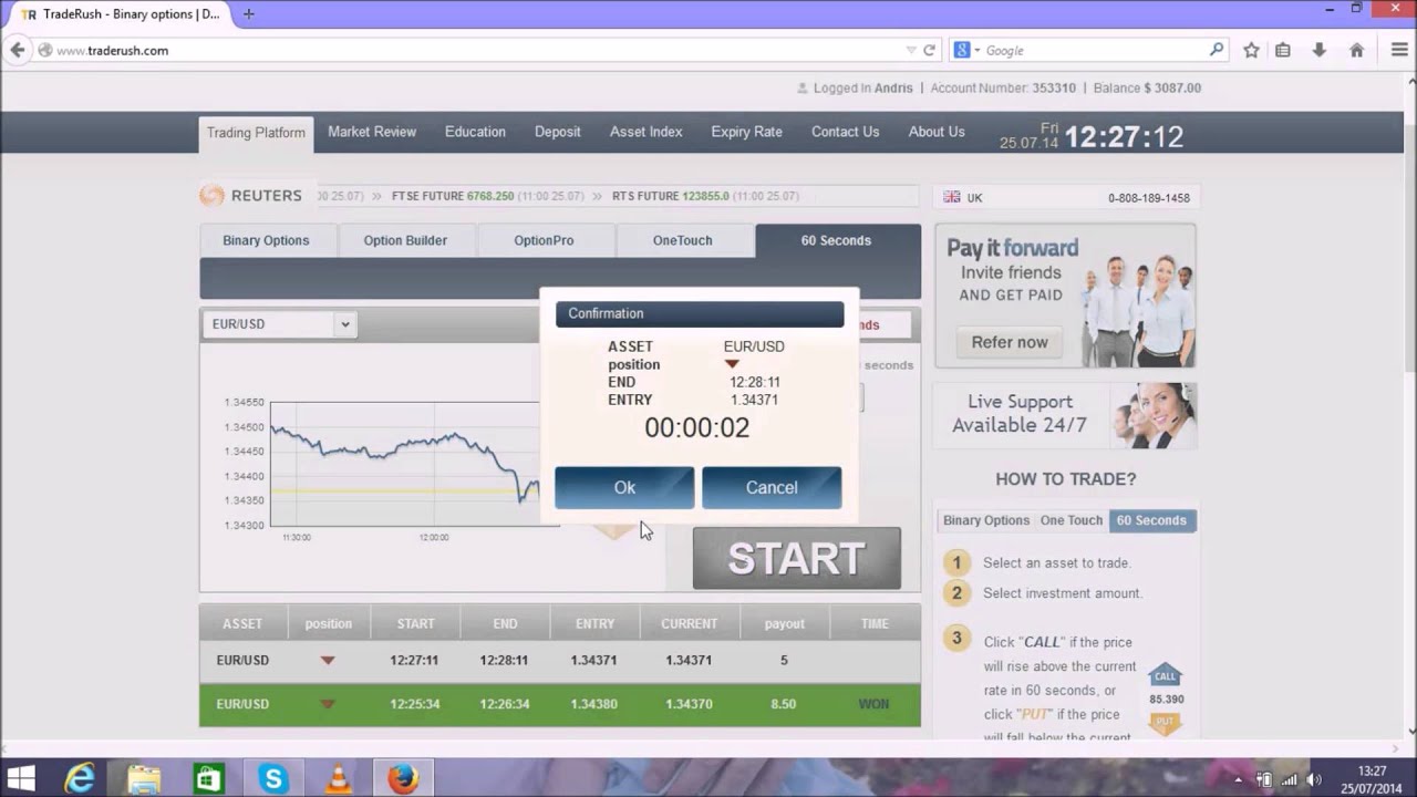 How to Trade Binary Options 60 seconds Strategy With Trade Rush!