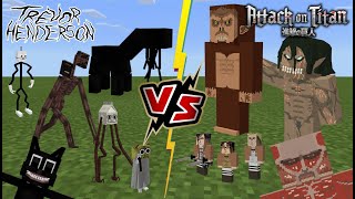 Trevor Henderson Creatures VS Attack on Titan (Shingeki No Kyojin)[Minecraft PE]