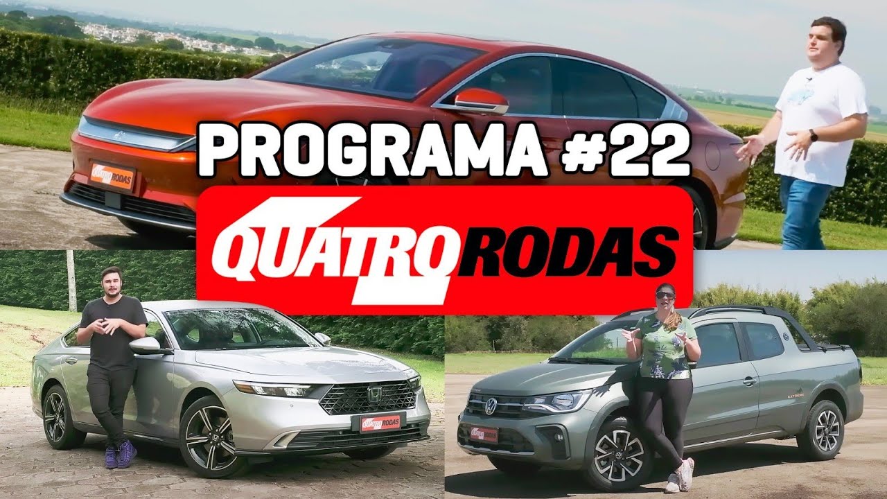 PROGRAMA QUATRO RODAS #22 – Tudo sobre a Saveiro 2024, novo Accord híbrido e BYD Han (28/10/2023)