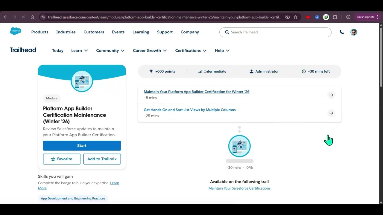 Подтверждение сертификации Platform App Builder (зима 2026 г.) | Подтверждение сертификации Sales...