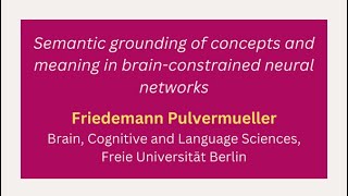 Day1- Pulvermueller: Semantic grounding of concepts and meaning in brain-constrained neural networks