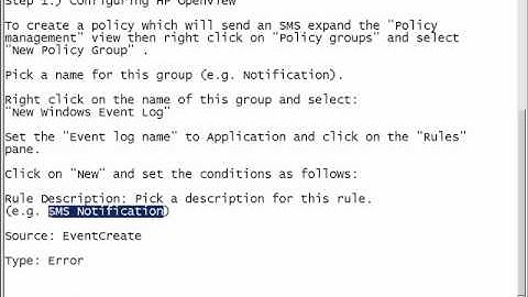 Send SMS from HP Openview - Configuring SMS notifications with the command line client step 1