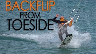 Kiteboard Backflip from Toeside (+ pops from toeside)