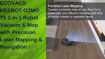 ECOVACS DEEBOT OZMO T5 2-in-1 Robot Vacuum & Mop with Precision Laser Mapping & Navigati/FKGLOBALHUB