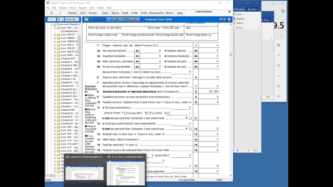 Sch  C part 3 SE tax and Sect 199A