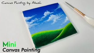 Window XP Greenary Landscape  Acrylic painting | Landscape Painting | Mini canvas Painting