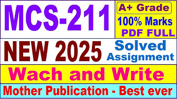 MCS 211 solved assignment 2025 / mcs 211 solved assignment 2025 in English / mca new mcs 211
