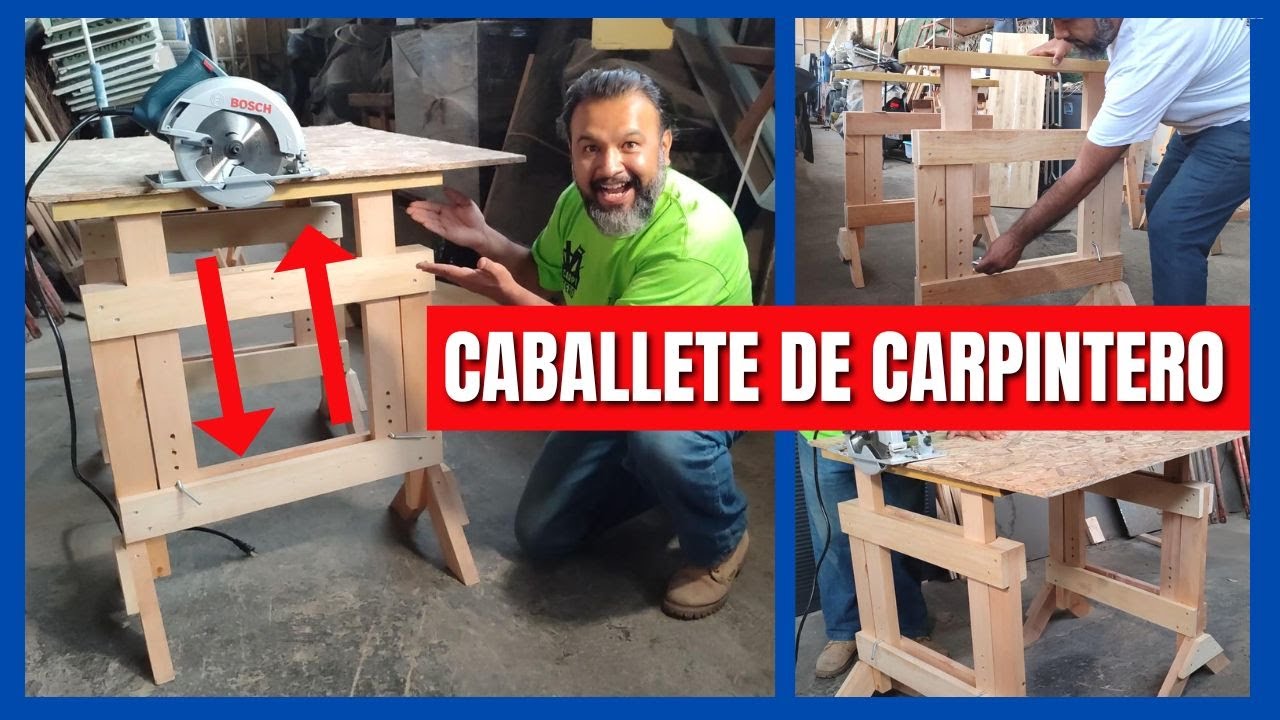 BURROS O CABALLETES DE MADERA PLEGABLES, APILABLES Y NIVELABLES (sawhorses)  