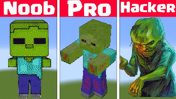 NOOB VS PRO VS HACKER - Realistic Zombie Minecraft Pixel art