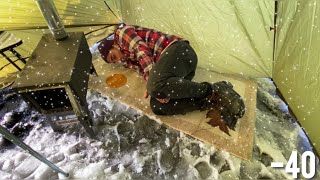 46° Solo Camping 4 Days | Snowstorm & Winter Camping Hot Tent | Alone with My Dog in Forest