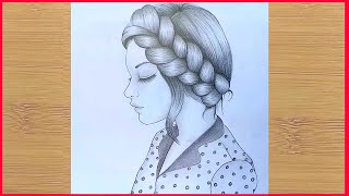 How to draw beautiful hairstyle // pencil sketch step by step