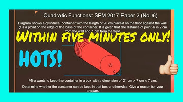 SPM Additional Mathematics 2017 Paper 2 Number 6 - Quadratic Equations and Inequalities