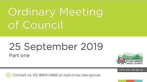 Ordinary Meeting of Council 25 September 2019 - Part one