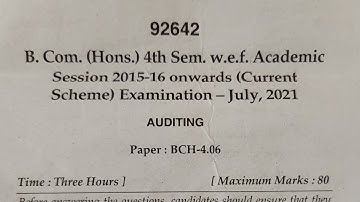 2021, MDU, B.com(H), 4th sem | AUDITING - question paper