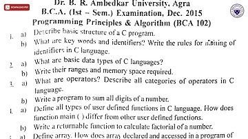 BCA 1ST SEM PROGRAMMING PRINCIPLES AND ALGORITHM BCA DEC 2015 | DBRAU