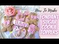 Fondant sugar cookie toppers  teddy bear baby shower cookies