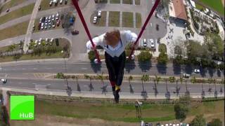 Man Hangs From Helicopter With One Foot!  (Bello Nock Circus Sarasota Stunt)